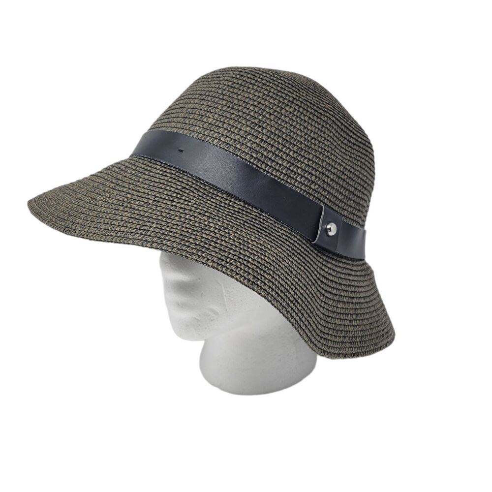Magid Hats Wide Brim Paper Straw Shapeable Floppy Sun Hat Neutral/Black One Sz